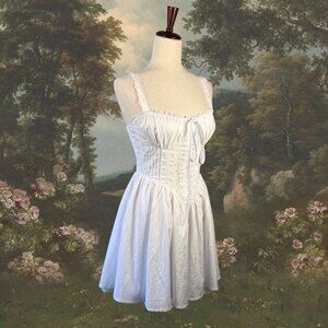 Women’s Coquette Fairycore Corset Bodice Babydoll Dress Sz M Lace Cottagecore